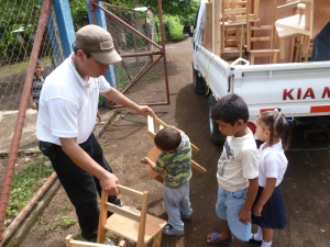 Delivering FoM funded tables and chairs to pre-schools 